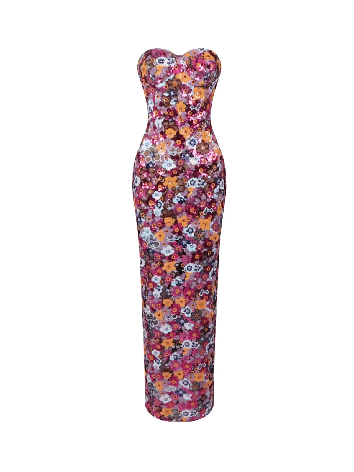 Caldrek Strapless Flower Sequin Maxi Dress sold by Mew Mews product image thumbnail 2