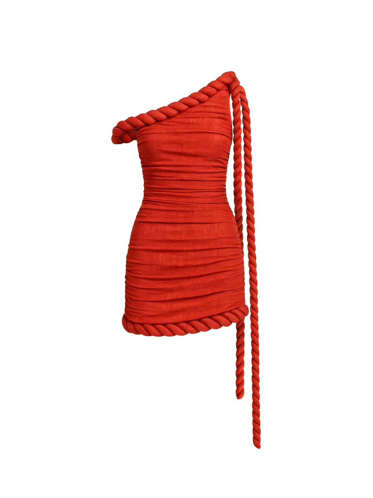 Uryxia One Shoulder Twisted Mini Dress In Red sold by Mew Mews product image thumbnail 4
