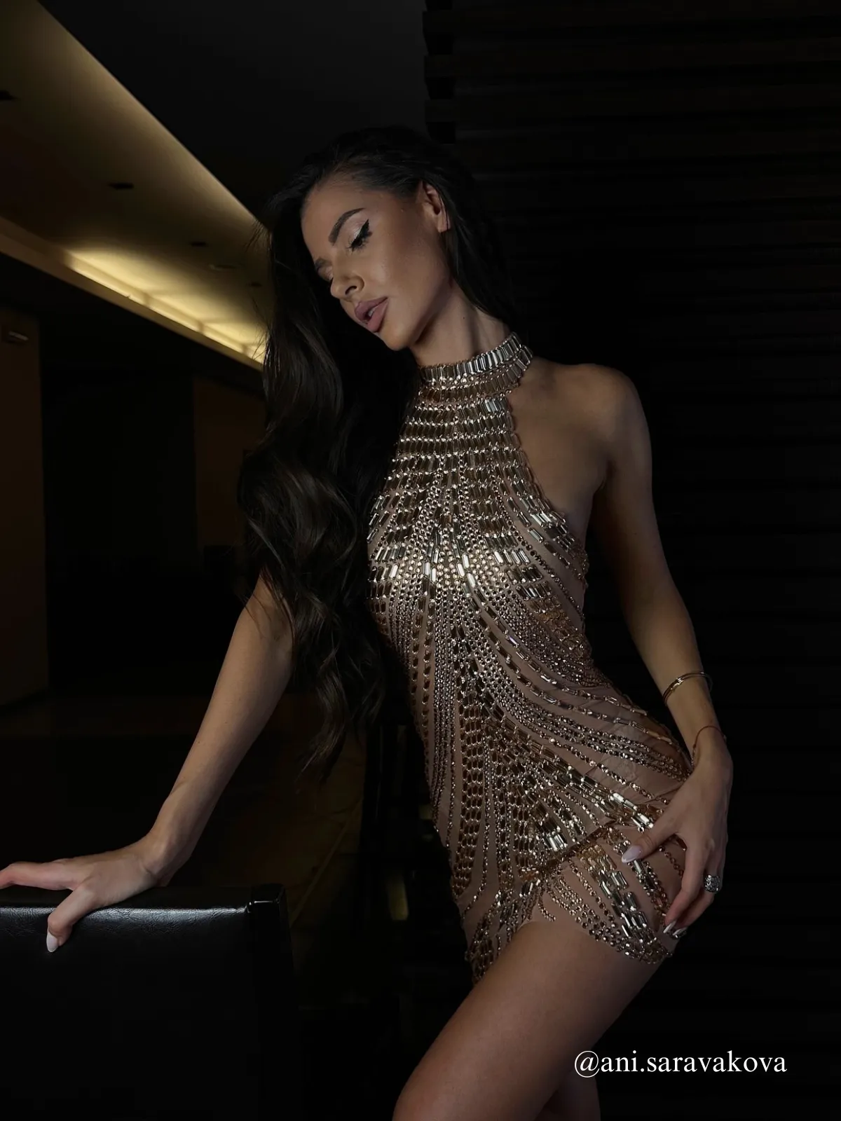 Fella Halterneck Rhinestone Mini Dress sold by Mew Mews product image thumbnail 2