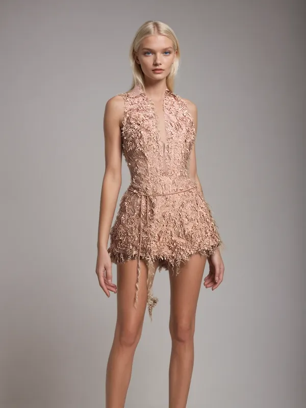 Umyth V Neck Lace Romper sold by Mew Mews