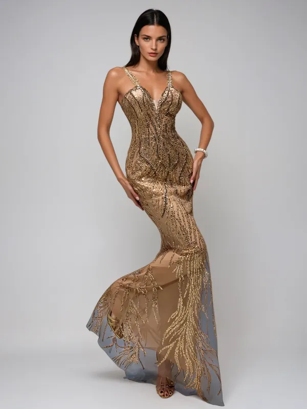 Lasharon Spaghetti Sequin Maxi Dress sold by Mew Mews