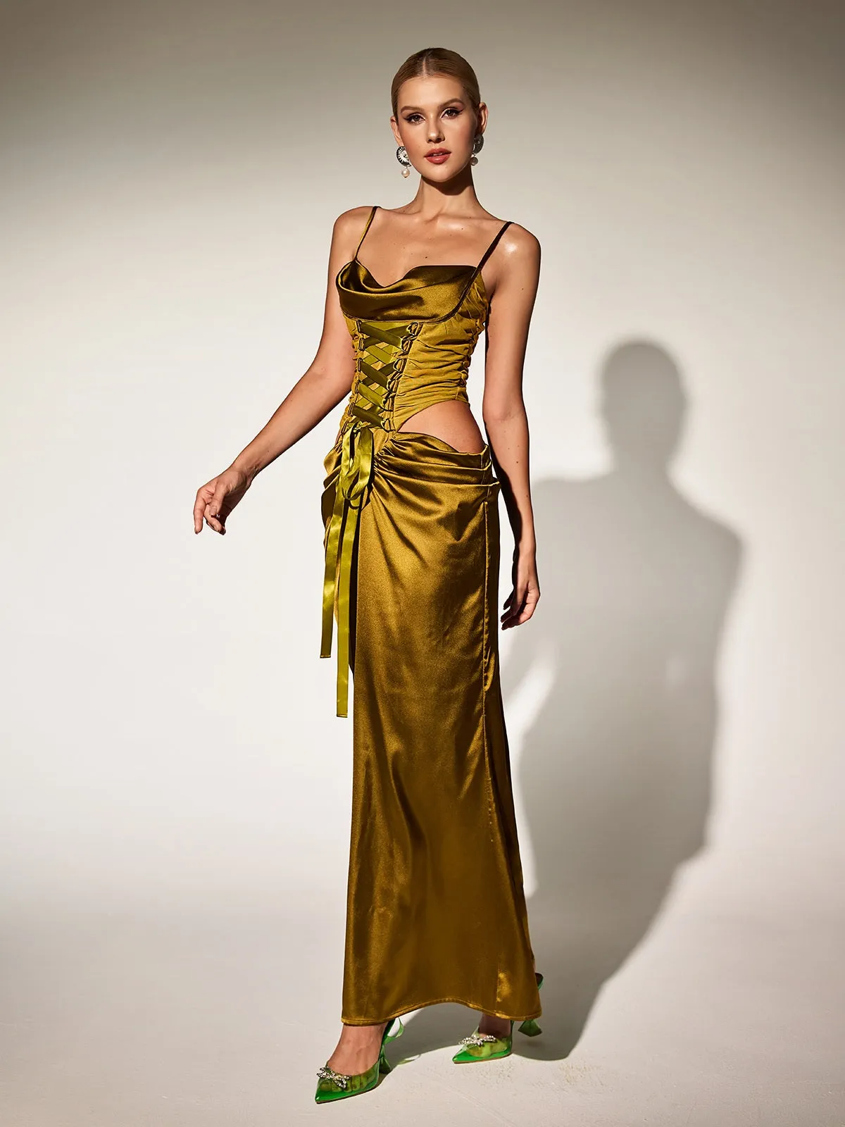 Bellissa Spaghetti Cutout Maxi Dress sold by Mew Mews product image thumbnail 4