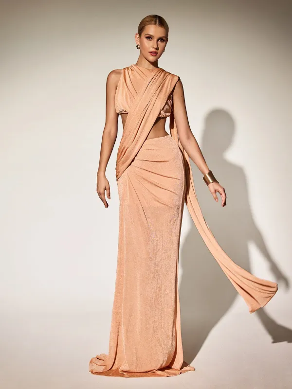 Breiana Sleeveless Ruched Maxi Dress sold by Mew Mews