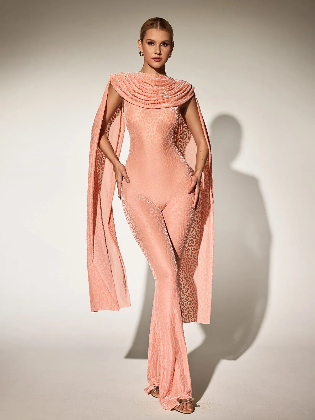 Burdette Leopard Draped Jumpsuit sold by Mew Mews