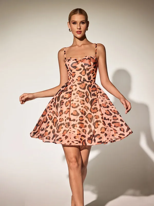 Blondell Spaghetti Leopard Mini Dress sold by Mew Mews