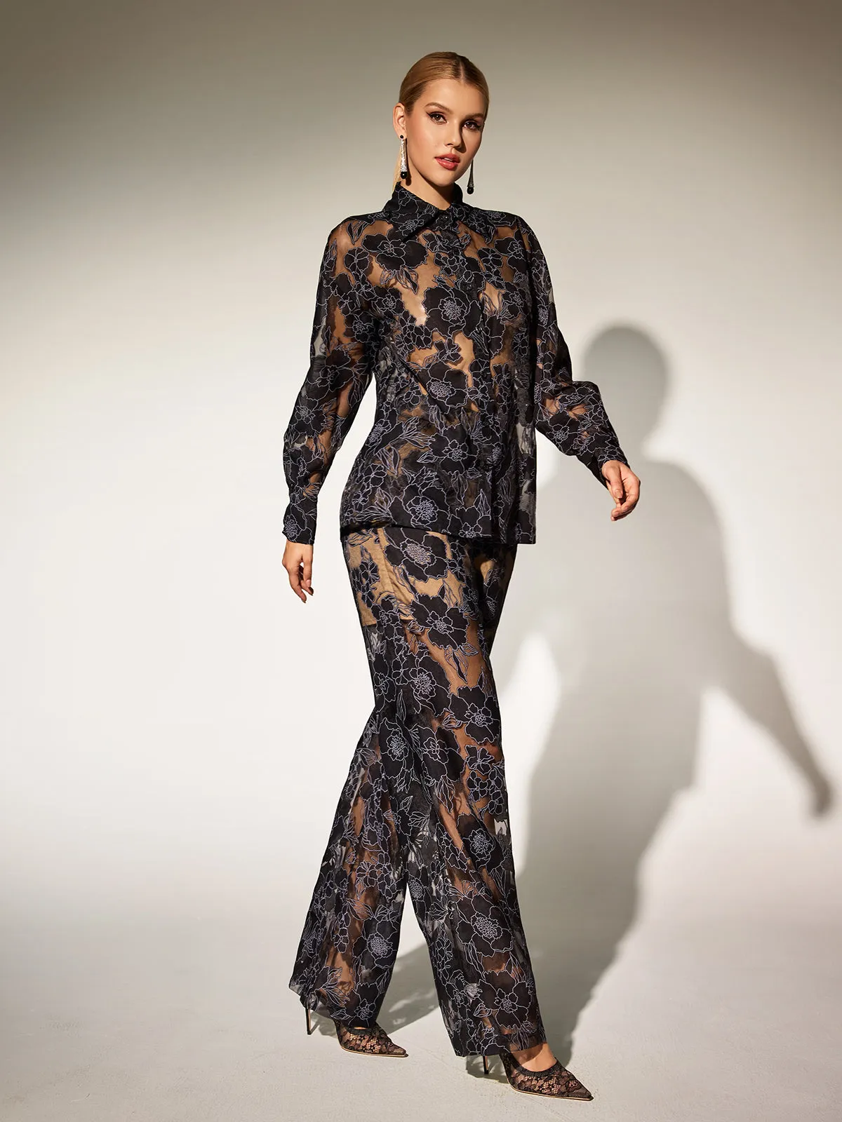 Eldara Long Sleeve Floral Pants Set sold by Mew Mews product image thumbnail 3