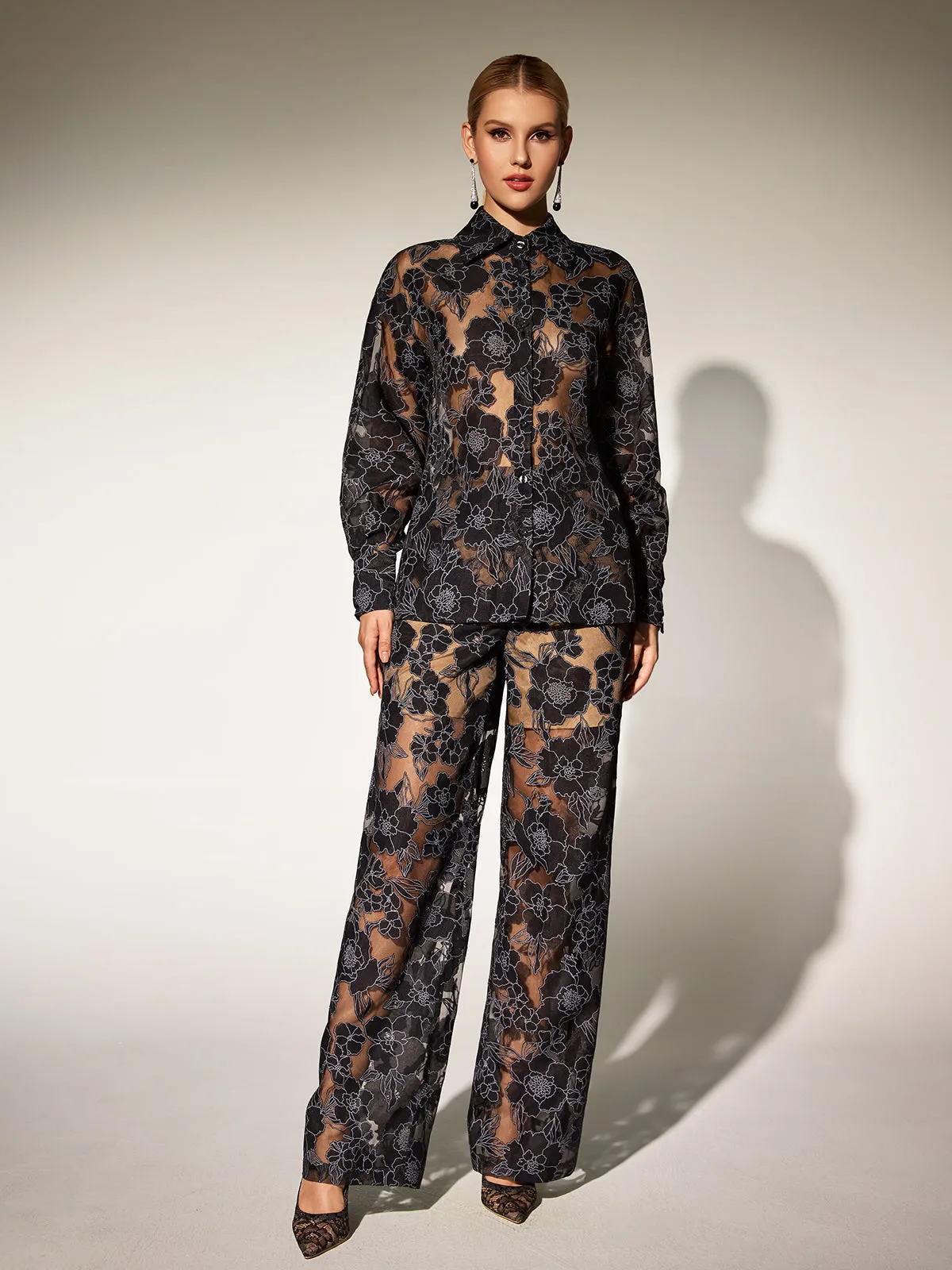 Eldara Long Sleeve Floral Pants Set sold by Mew Mews