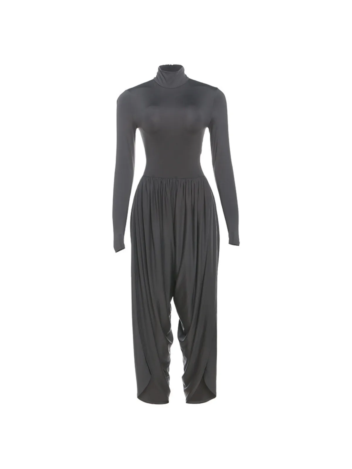 Laurien Long Sleeve Ruched Jumpsuit In Coffee sold by Mew Mews product image thumbnail 4