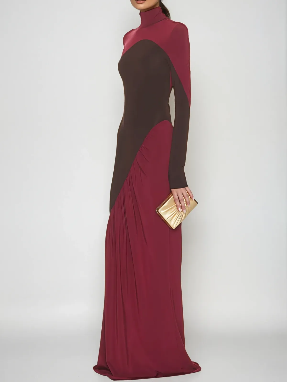 Laurice High Neck Maxi Dress In Wine sold by Mew Mews product image thumbnail 4