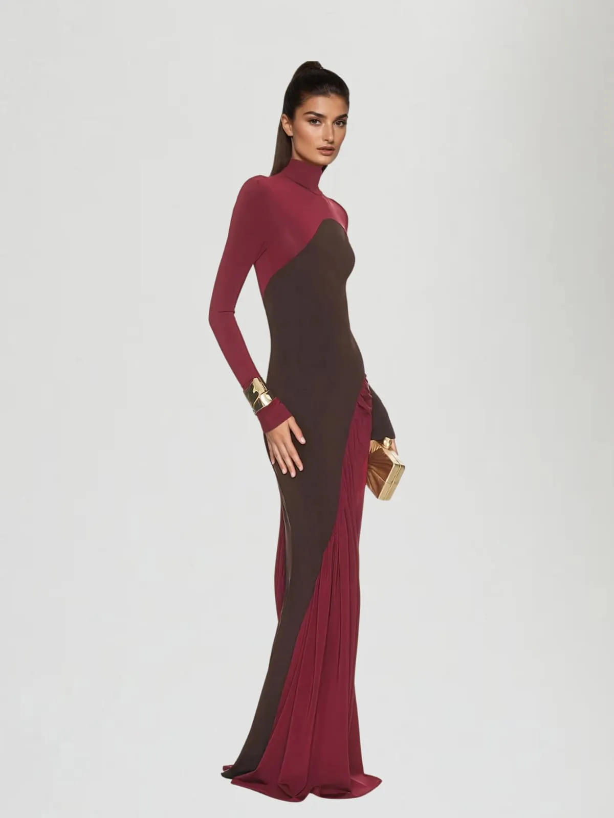 Laurice High Neck Maxi Dress In Wine sold by Mew Mews product image thumbnail 2