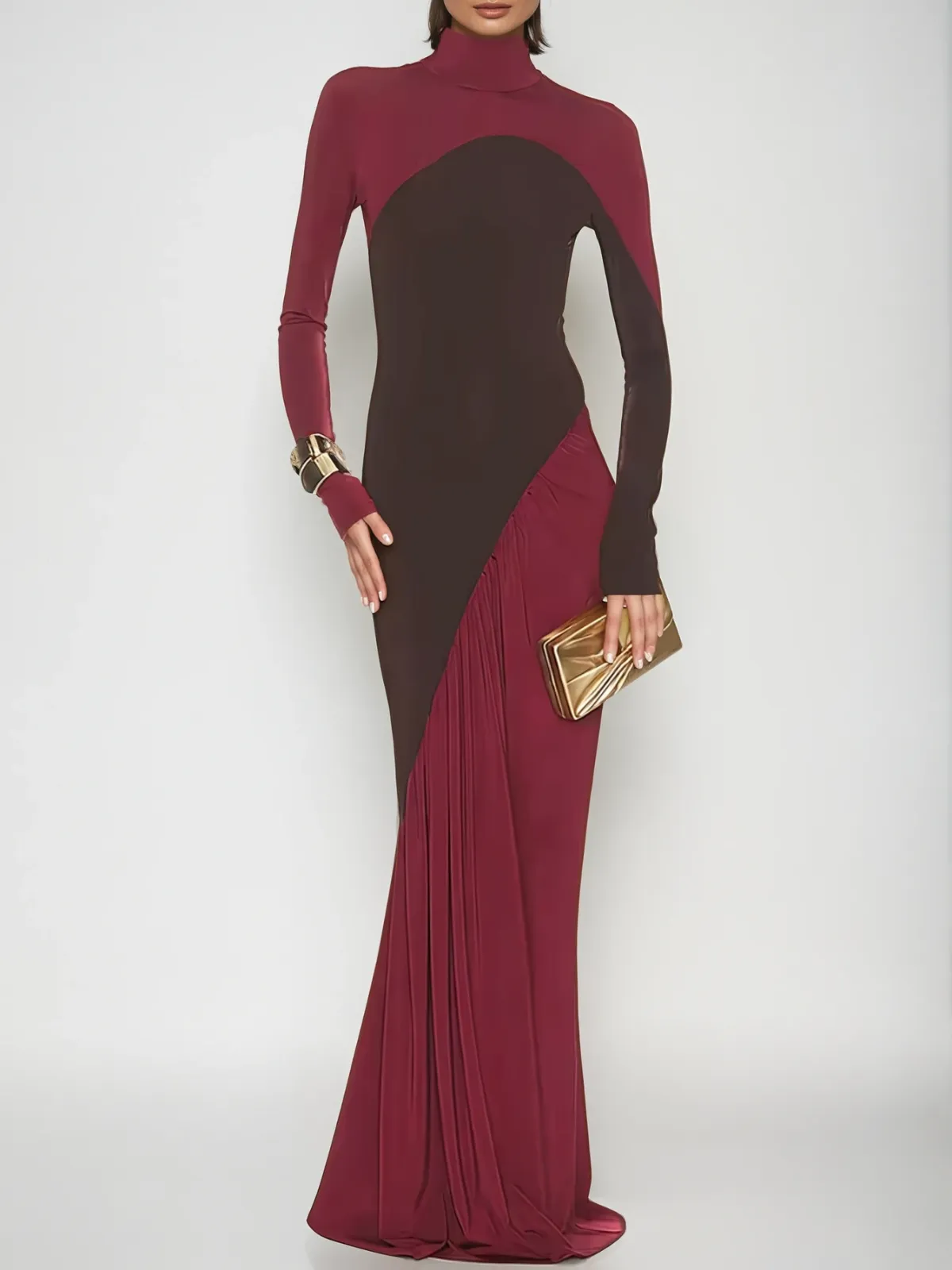Laurice High Neck Maxi Dress In Wine sold by Mew Mews product image thumbnail 3