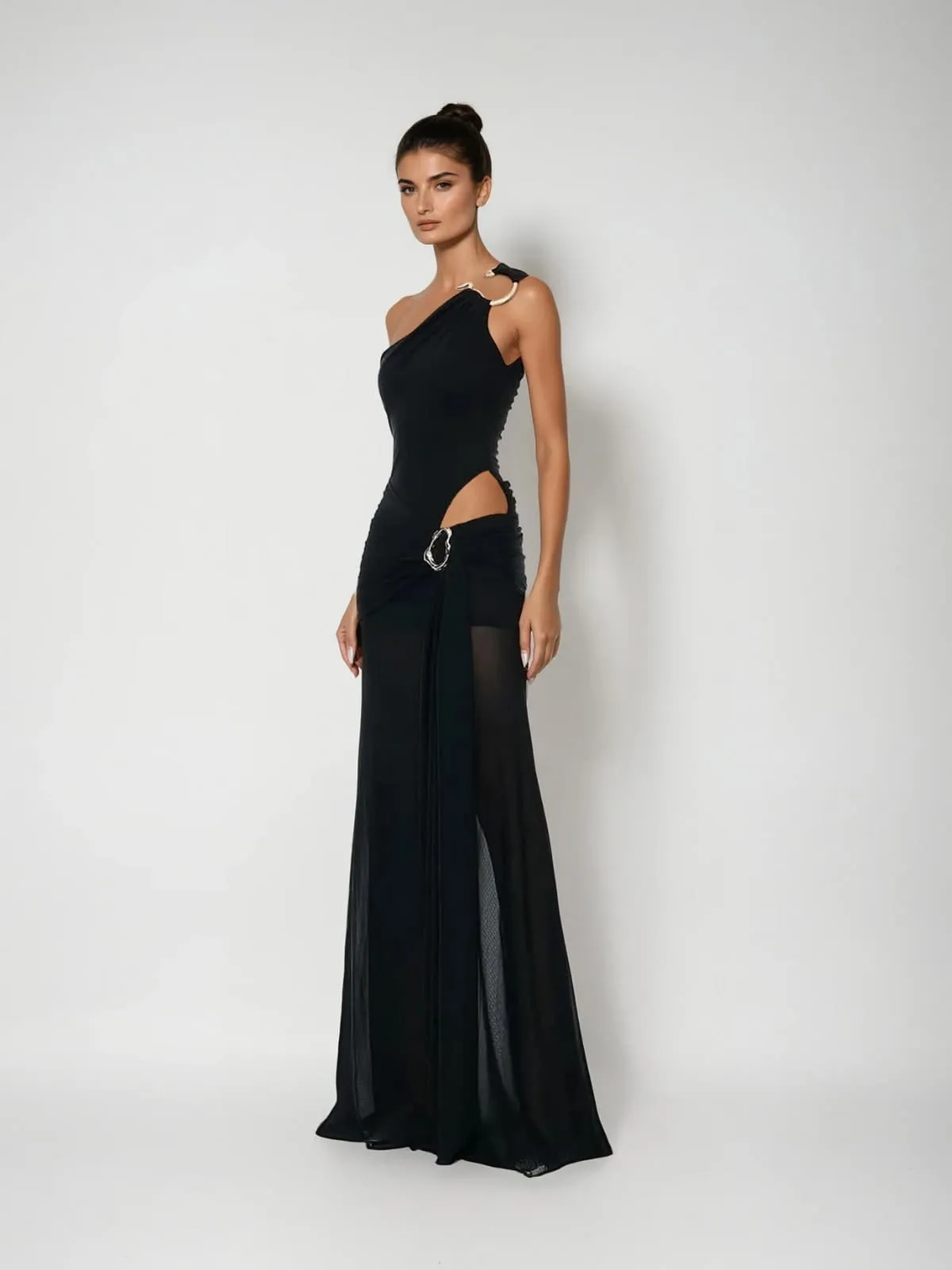 Ulyra One Shoulder Draped Cutout Maxi Dress sold by Mew Mews product image thumbnail 2