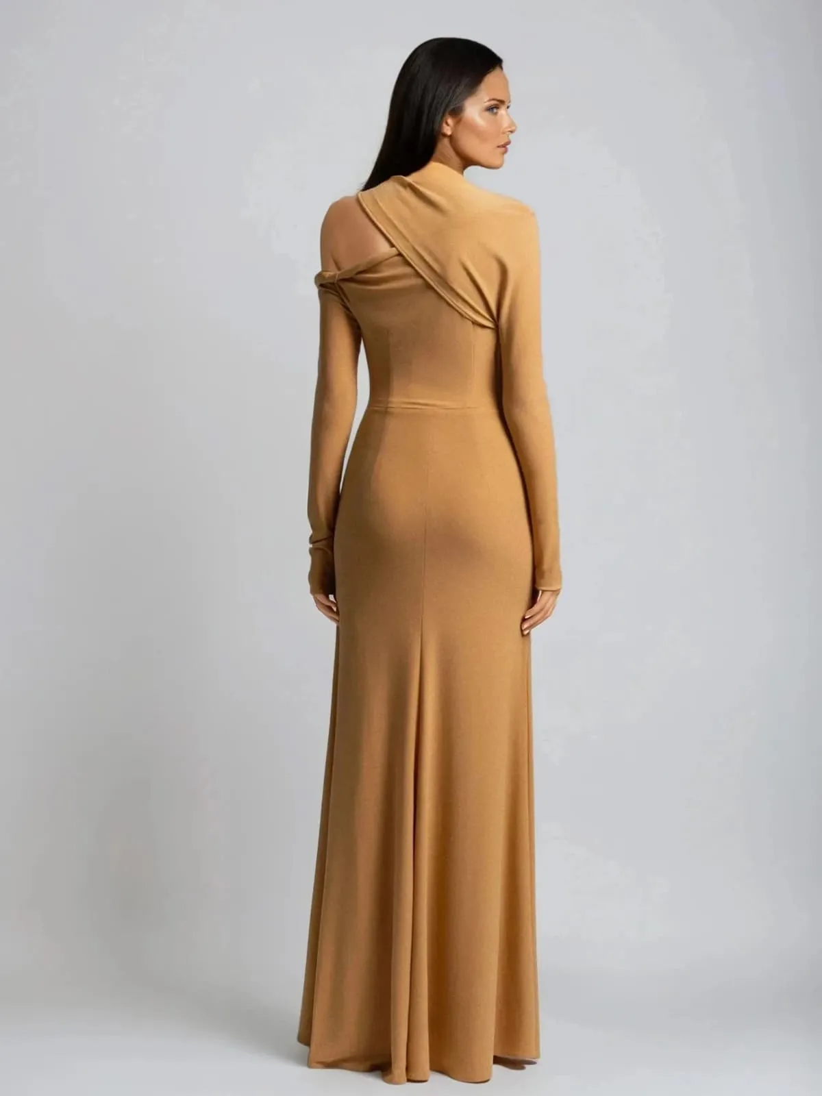 Aelius One Shoulder Ruched Maxi Dress In Orange sold by Mew Mews product image thumbnail 5