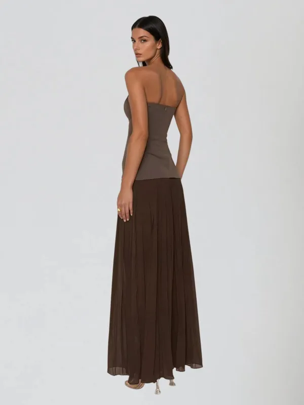 Wolran Strapless Pleated Maxi Dress made by Mew Mews