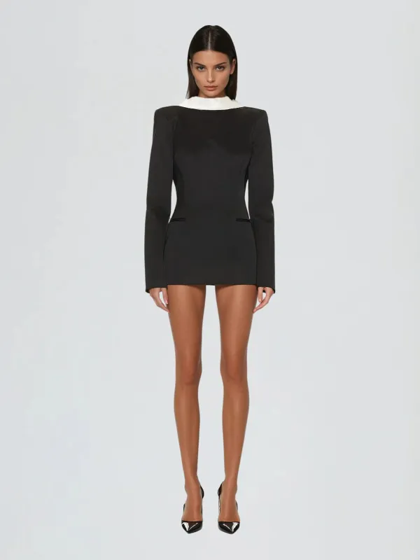 Hyrithia Folded Collar Backless Mini Dress In White sold by Mew Mews