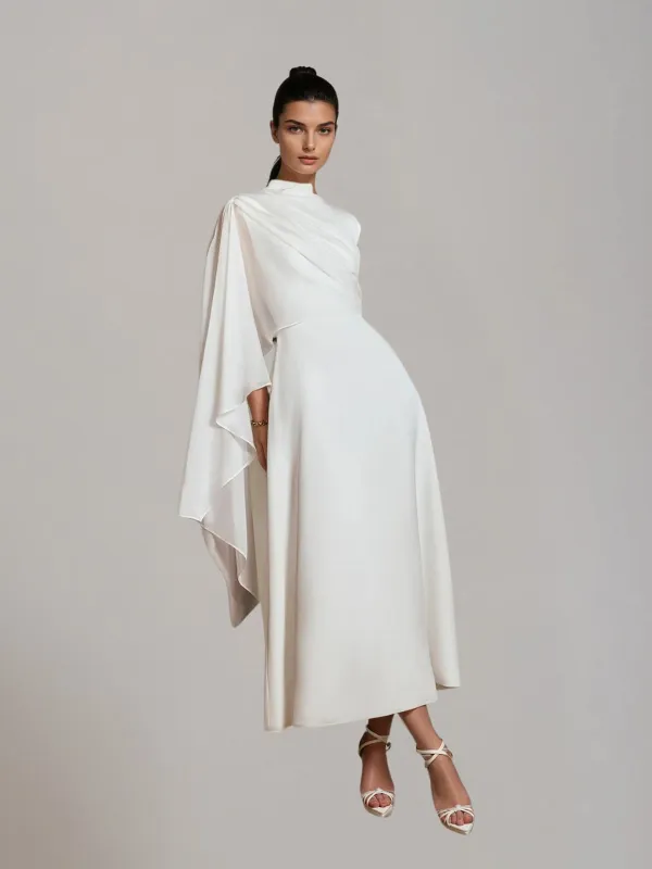 Vryndis One Shoulder Ruffle Midi Dress sold by Mew Mews