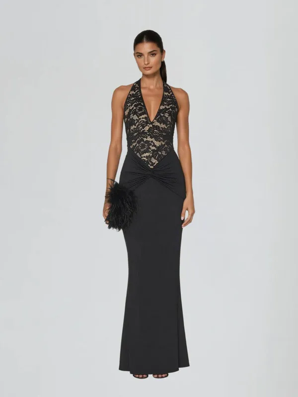 Velyon Backless Lace Twisted Maxi Dress sold by Mew Mews