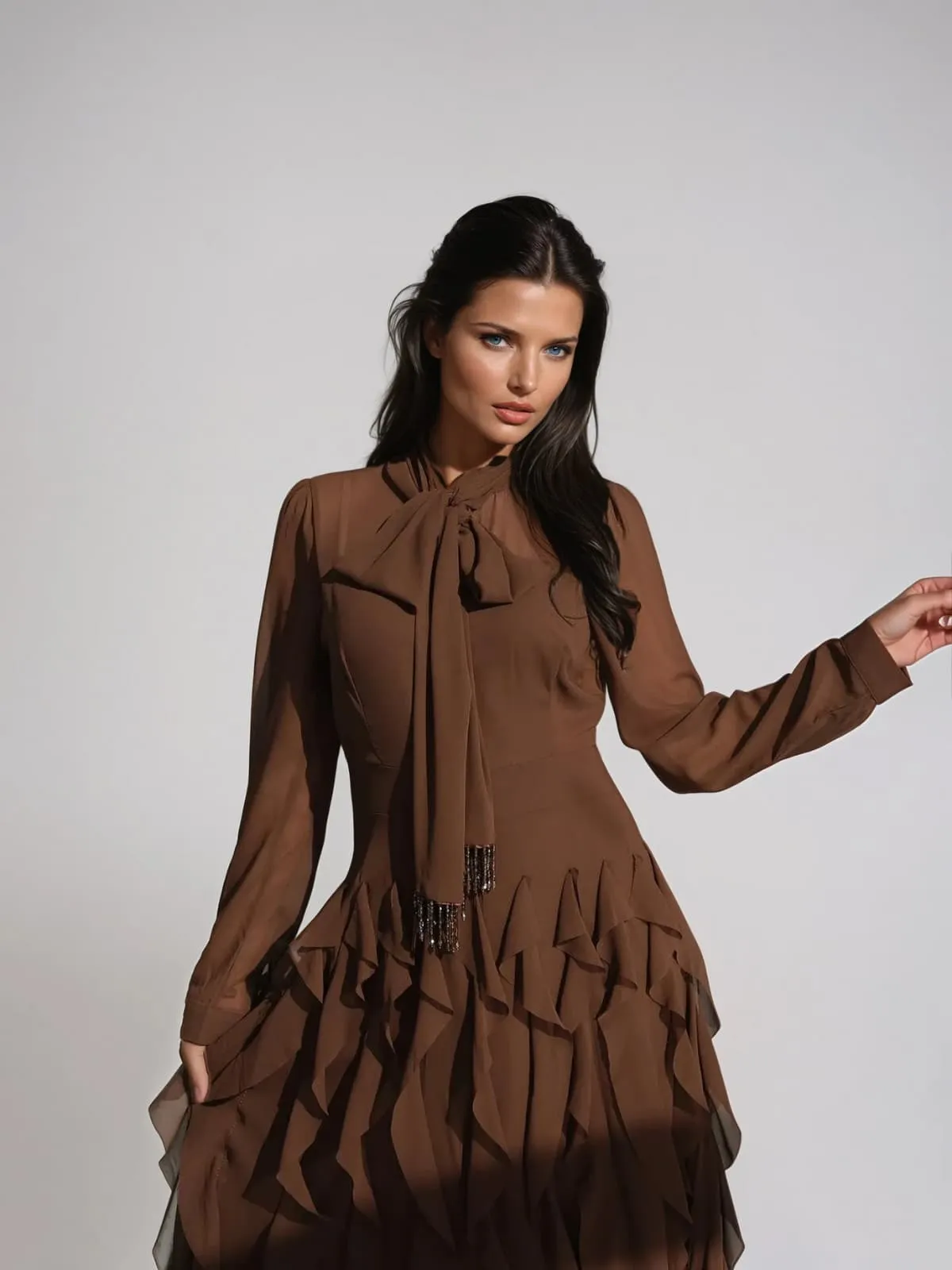 Vazron Bow Tie Up Ruffle Maxi Dress sold by Mew Mews product image thumbnail 2