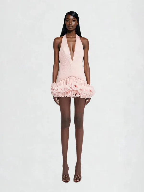 Pvyra Plunge Neck Flower Mini Dress sold by Mew Mews