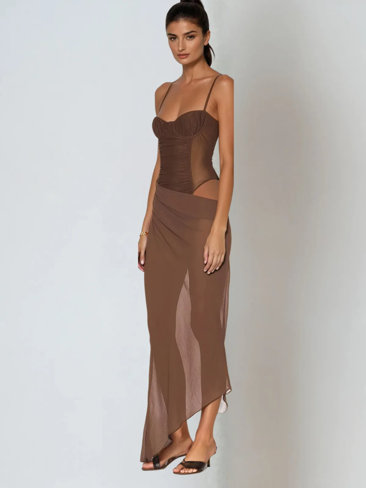 Uzzar Spaghetti Mesh Maxi Dress sold by Mew Mews product image thumbnail 2