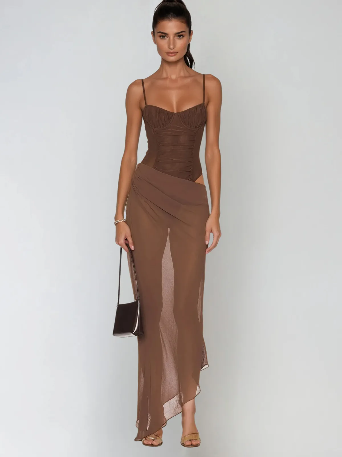 Uzzar Spaghetti Mesh Maxi Dress sold by Mew Mews