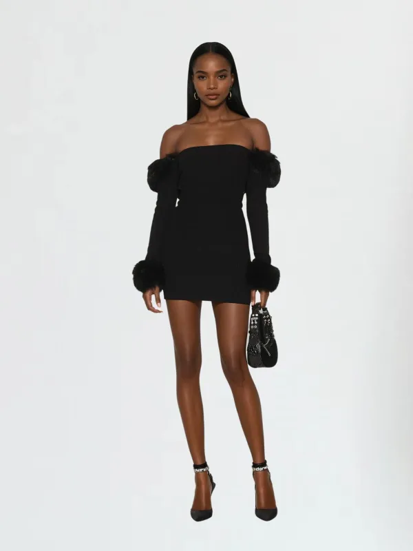 Loan Off Shoulder Knitted Mini Dress sold by Mew Mews