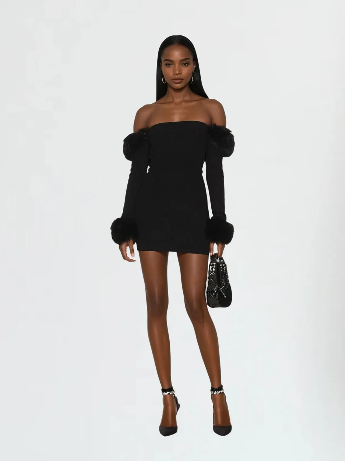 Loan Off Shoulder Knitted Mini Dress sold by Mew Mews