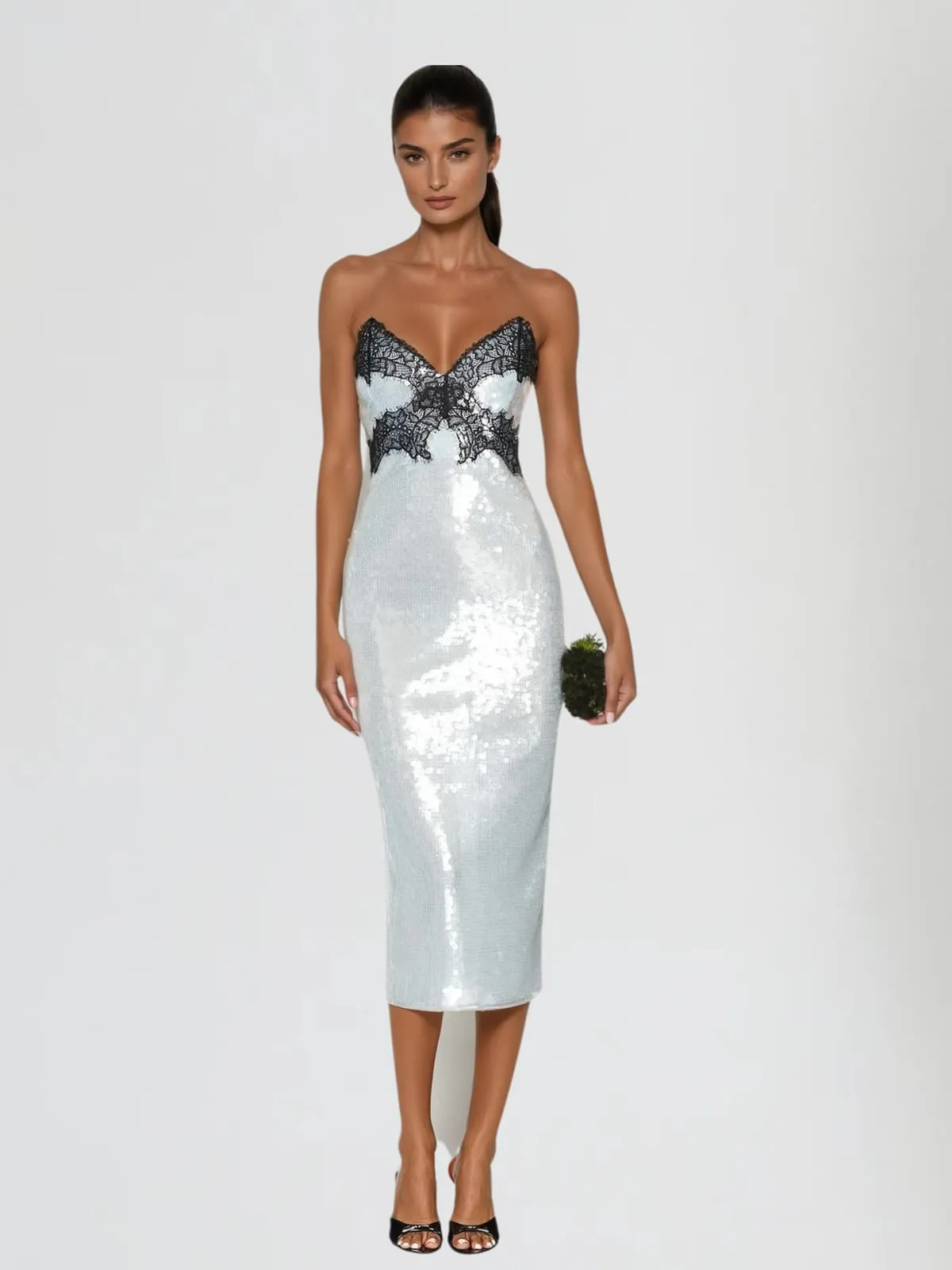 Yulren Strapless Sequin Midi Dress sold by Mew Mews