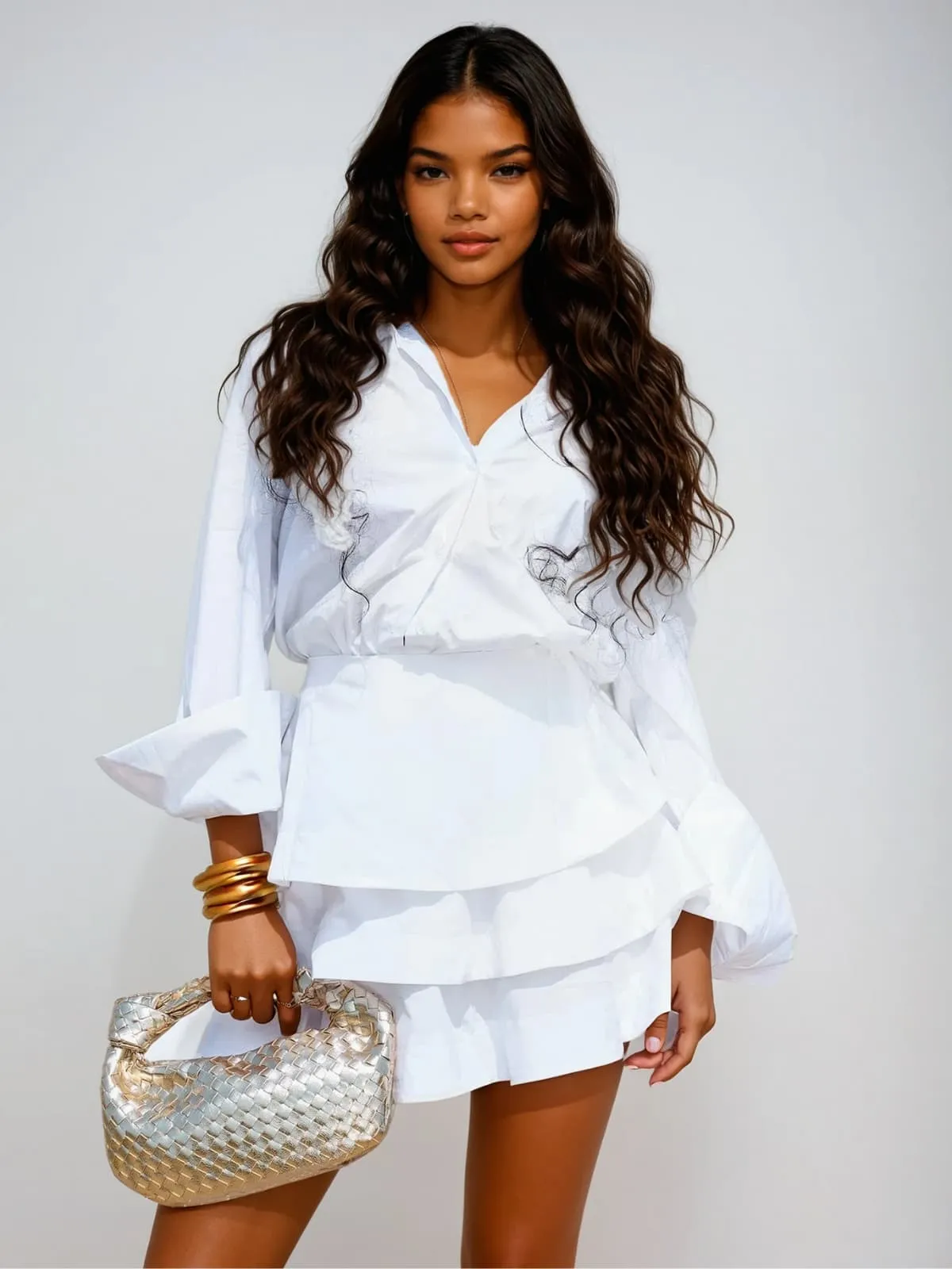 Xerion Folded Collar Tiered Skirt Set sold by Mew Mews