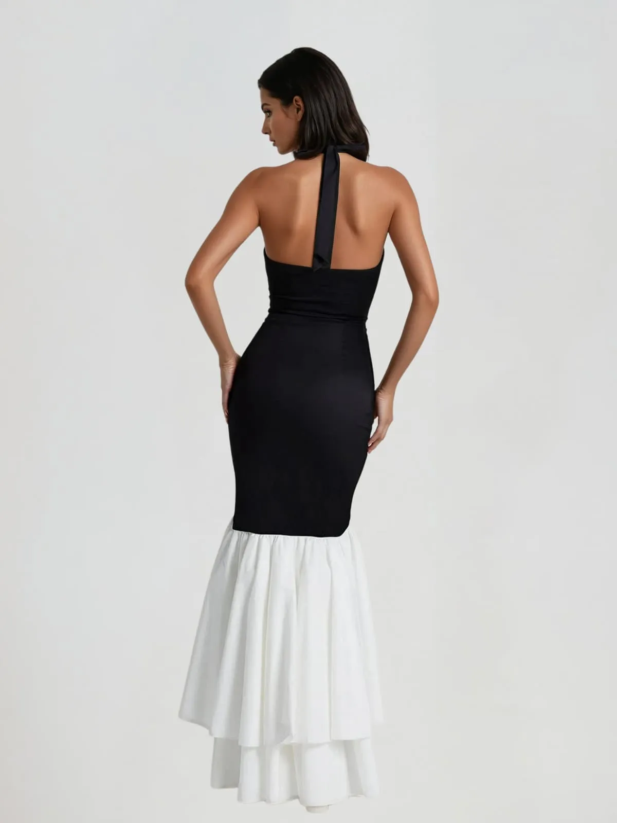 Woltex Plunge Neck Ruffle Maxi Dress sold by Mew Mews product image thumbnail 4