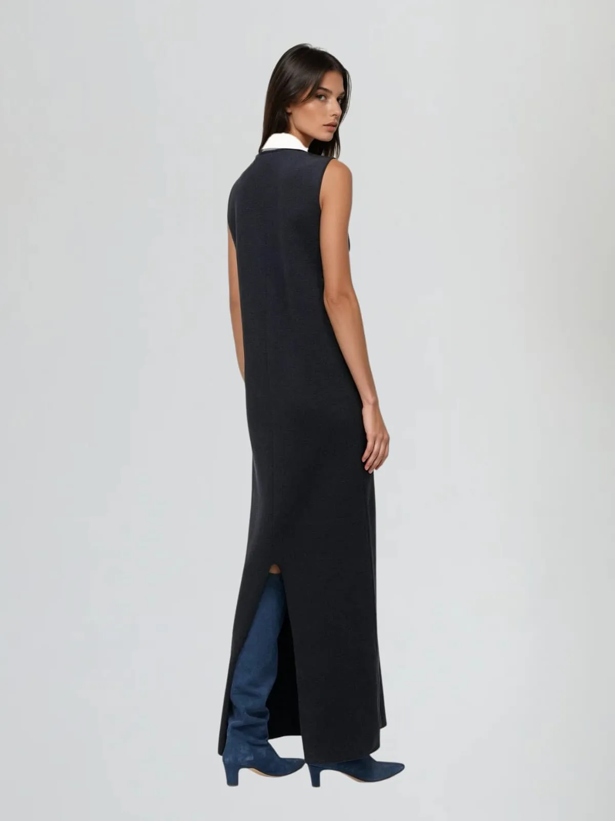 Wyxia Folded Collar Paneled Maxi Dress sold by Mew Mews product image thumbnail 4