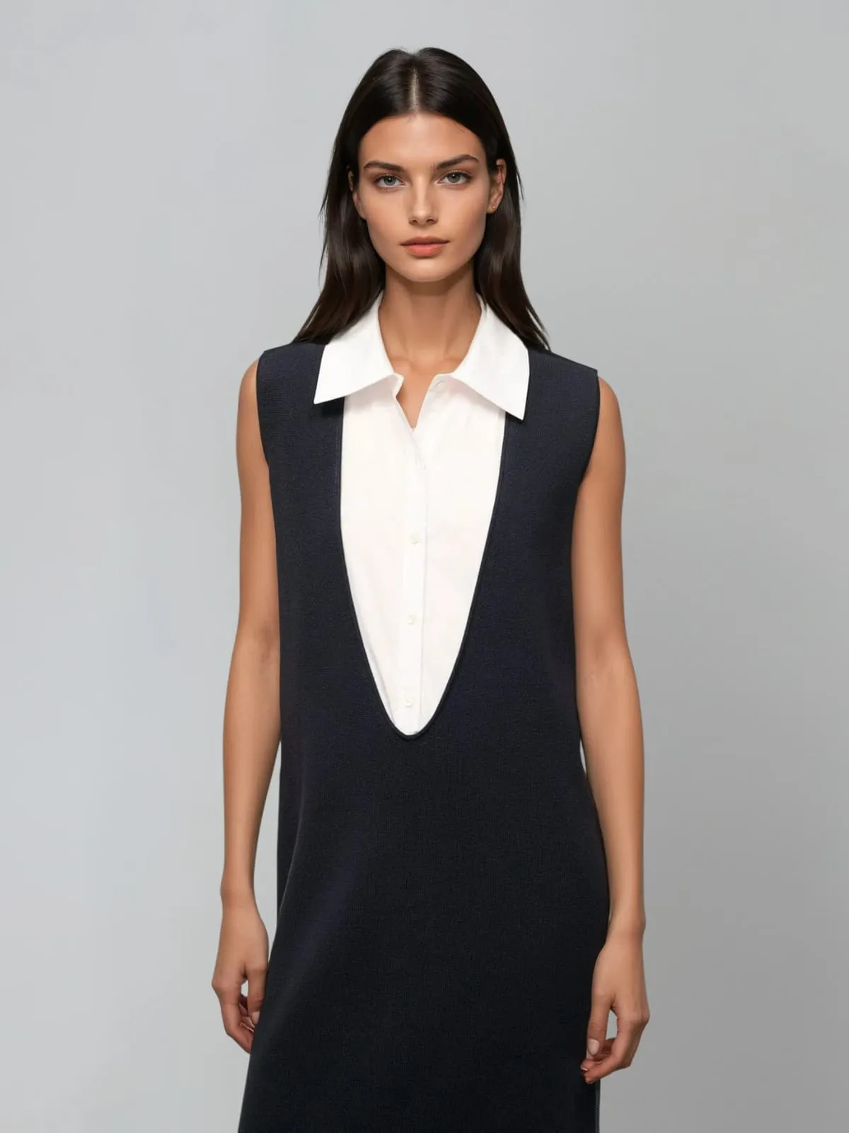 Wyxia Folded Collar Paneled Maxi Dress sold by Mew Mews product image thumbnail 2