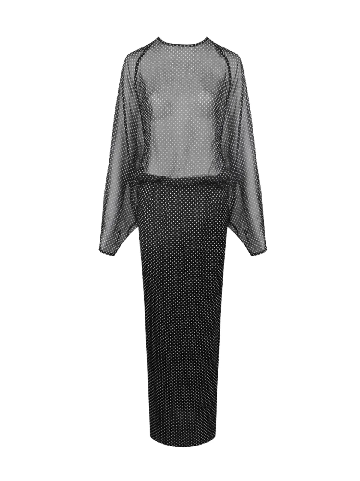 Wyvra Long Sleeve Dot Maxi Dress In Black sold by Mew Mews product image thumbnail 4