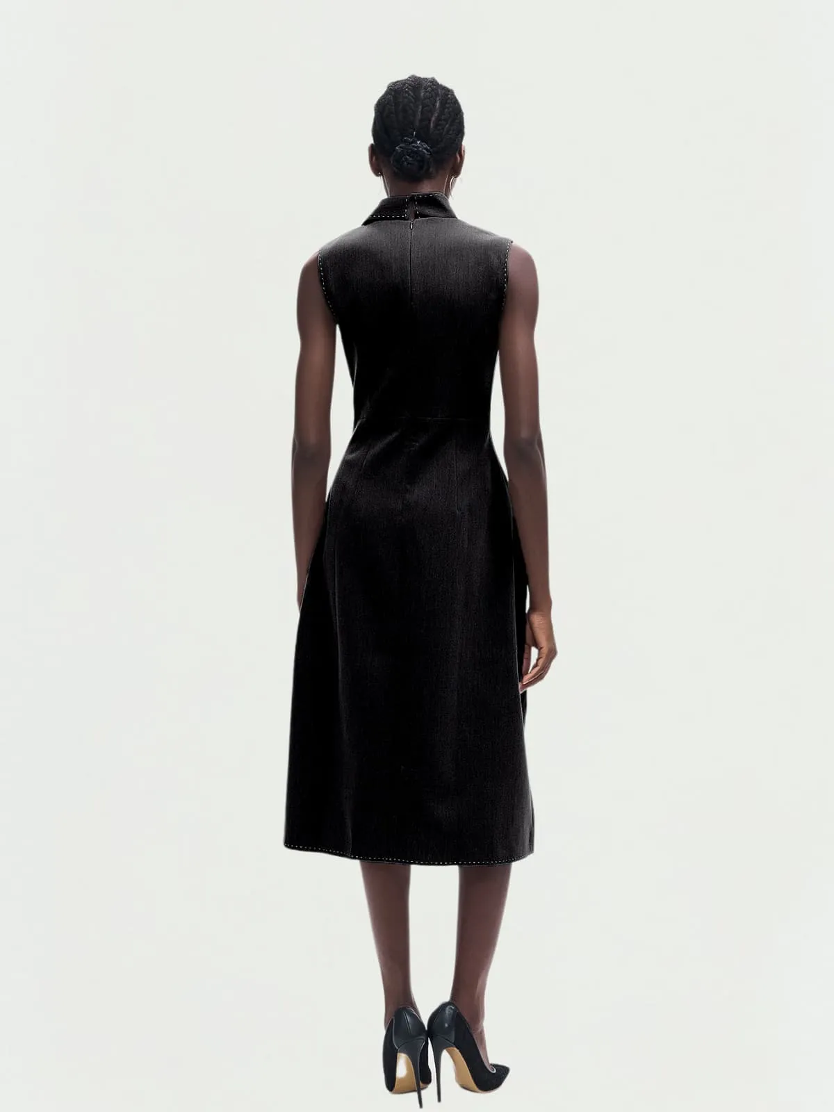 Ignatius Sleeveless Midi Dress In Black sold by Mew Mews product image thumbnail 3