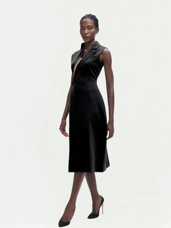 Ignatius Sleeveless Midi Dress In Black made by Mew Mews