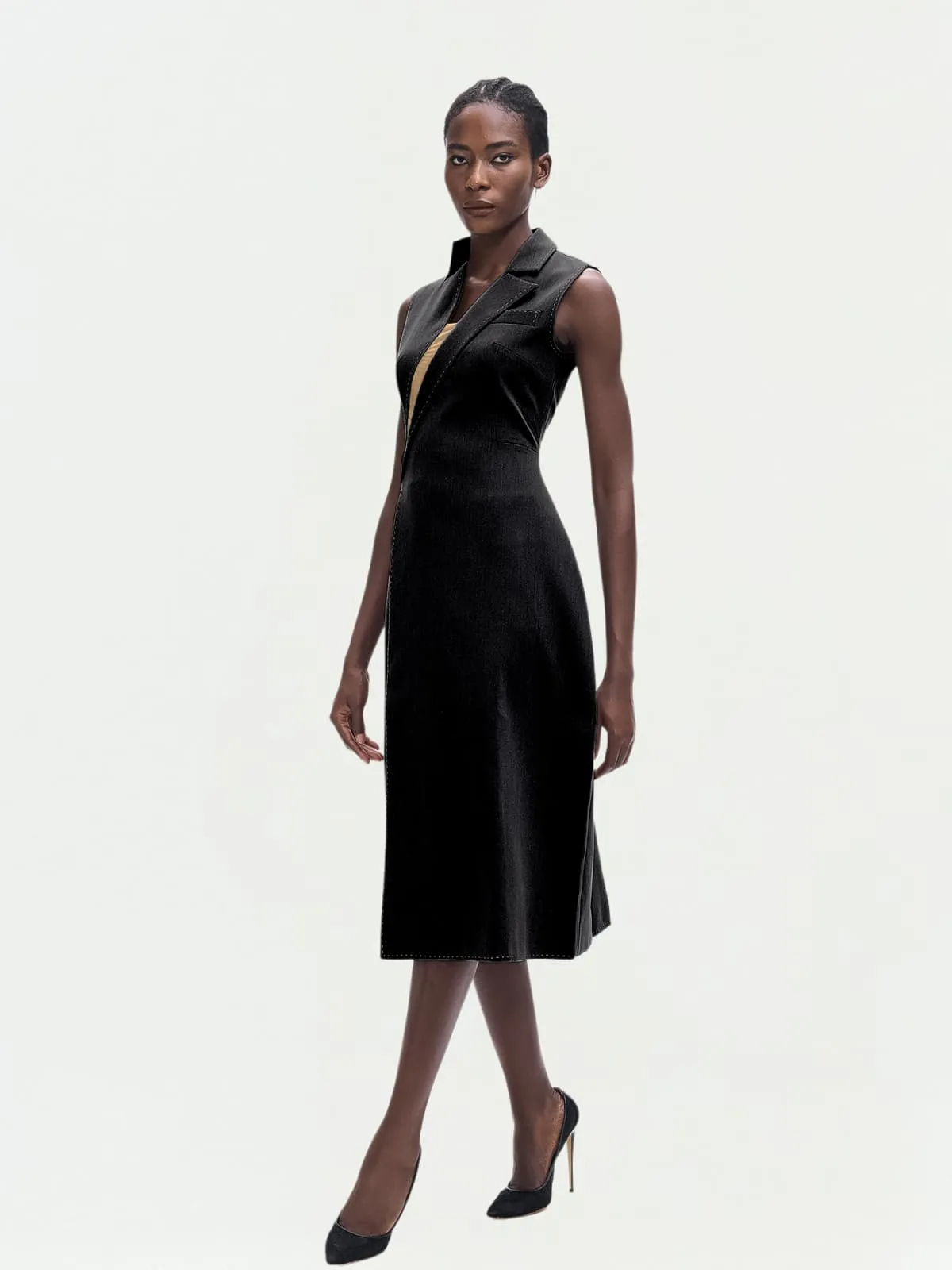 Ignatius Sleeveless Midi Dress In Black sold by Mew Mews
