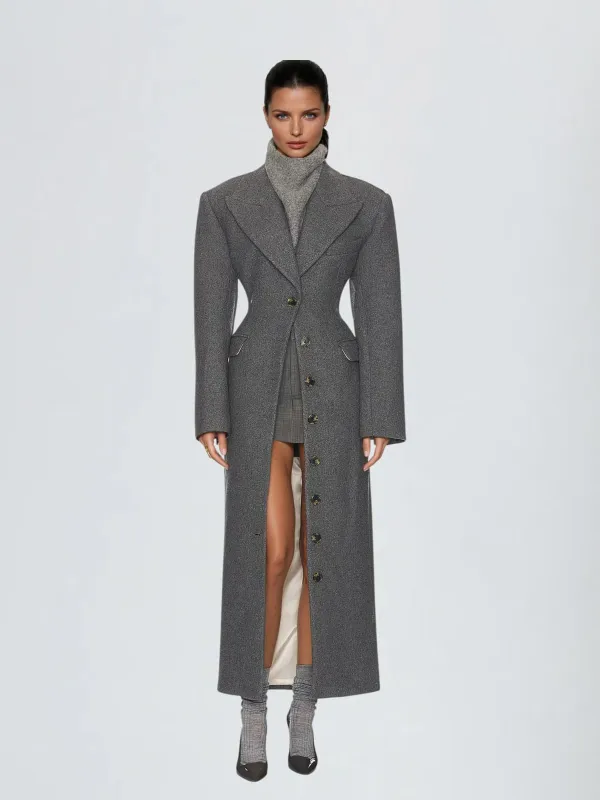 Talise Woolen Coat In Grey made by Mew Mews