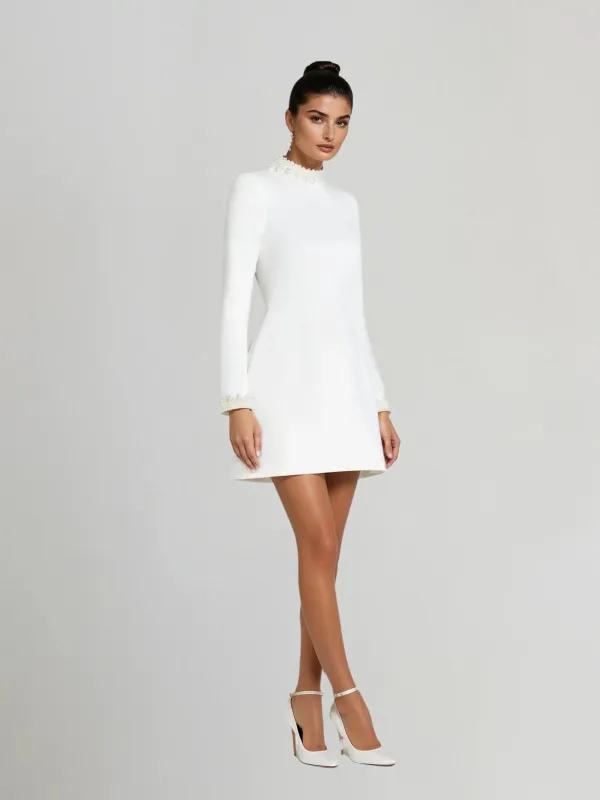 Kaimana Long Sleeve Pearl Mini Dress sold by Mew Mews