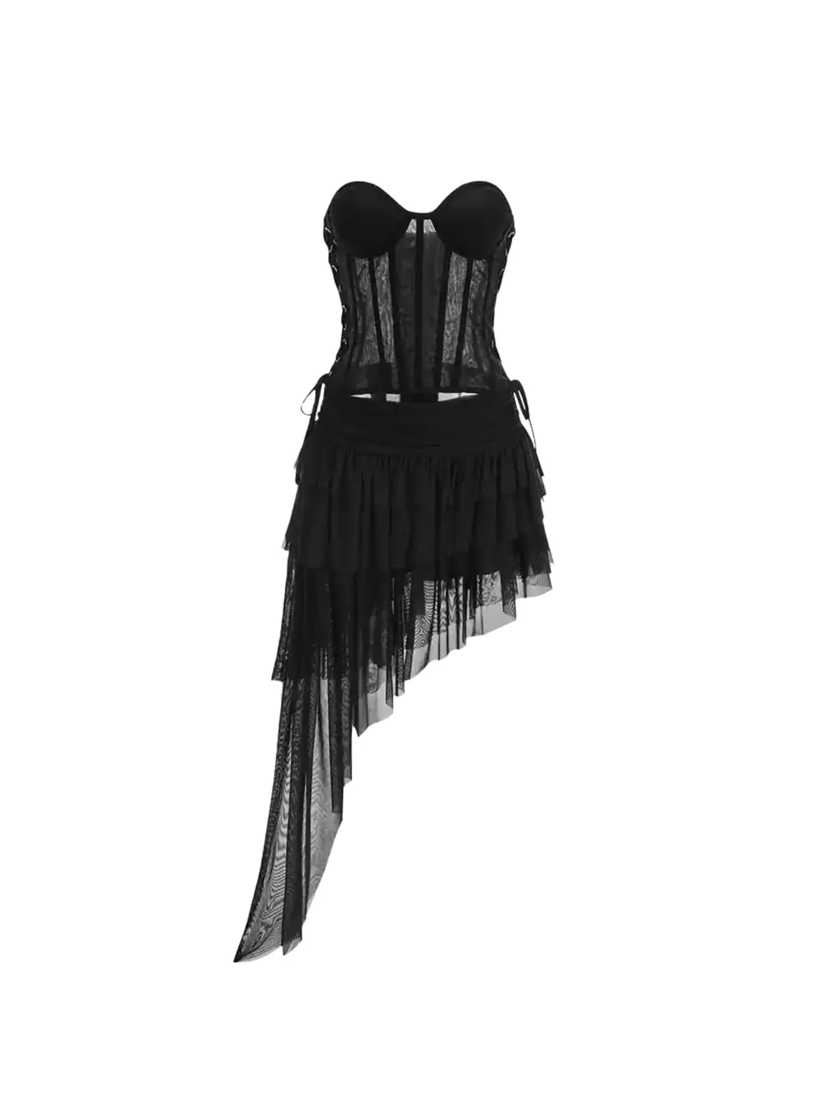 Cipher Strapless Lace Up Mesh Skirt Set sold by Mew Mews product image thumbnail 3