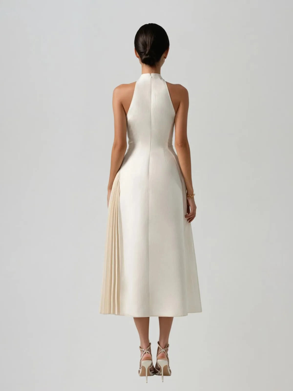 Llywelya Collar Pleated Midi Dress sold by Mew Mews