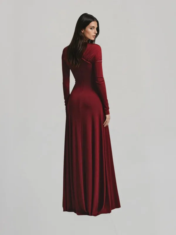 Llyr Long Sleeve Ruched Maxi Dress sold by Mew Mews