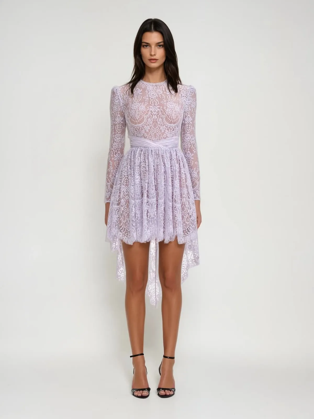 Lluvia Long Sleeve Lace Mini Dress sold by Mew Mews
