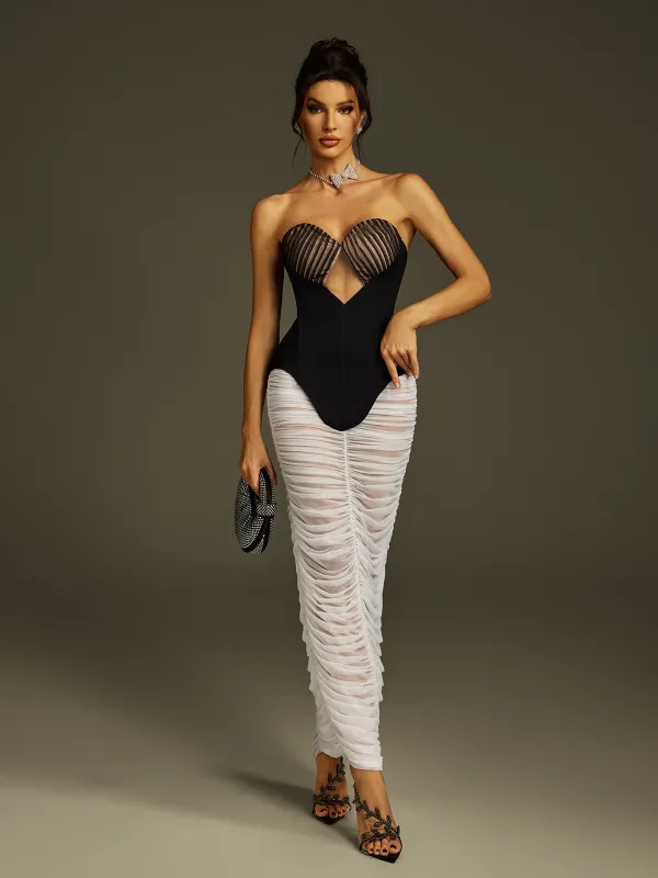 Kahoni Strapless Ruched Mesh Skirt Set sold by Mew Mews