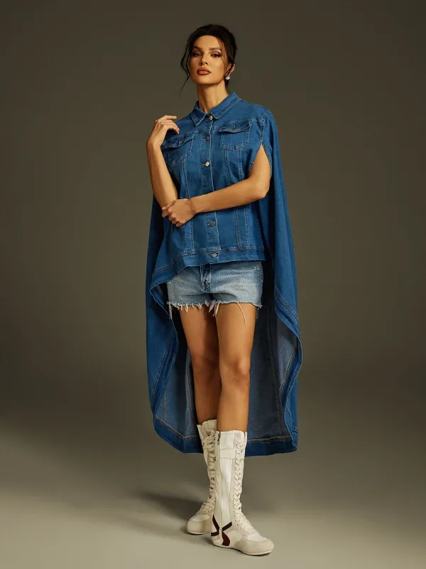 Laranya Cape Deconstruct Denim Jacket sold by Mew Mews