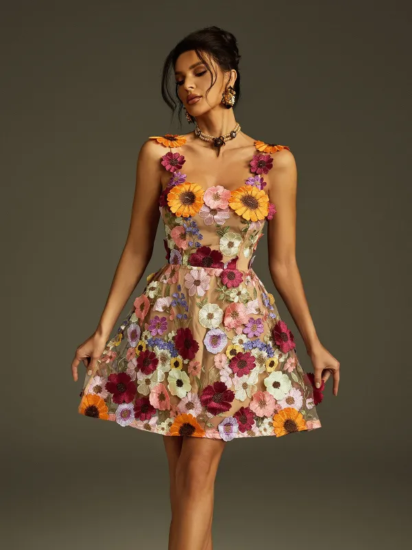 Zorvath Spaghetti Flower Mini Dress sold by Mew Mews