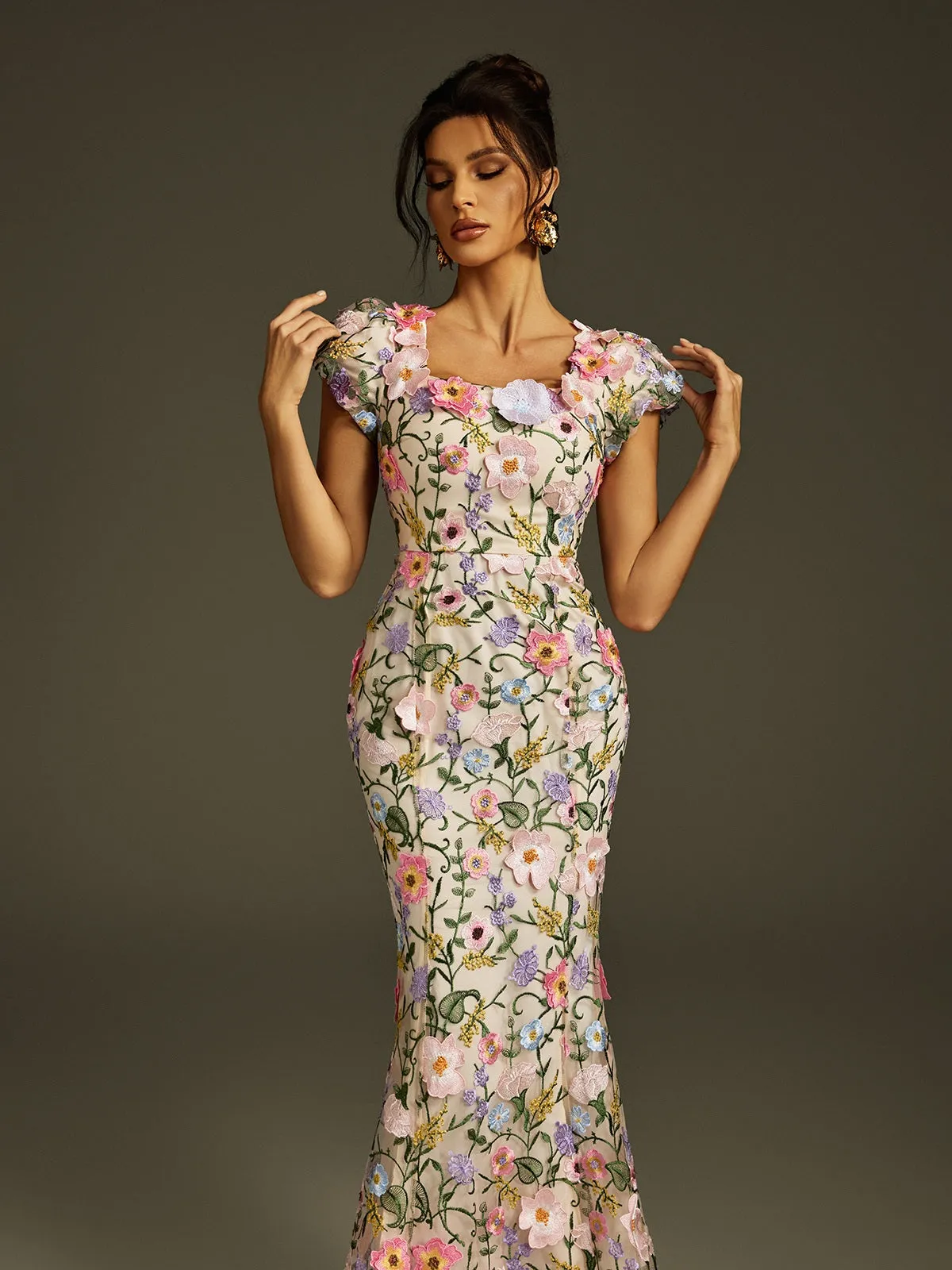 Zolthar Embroidered Flower Midi Dress sold by Mew Mews product image thumbnail 5