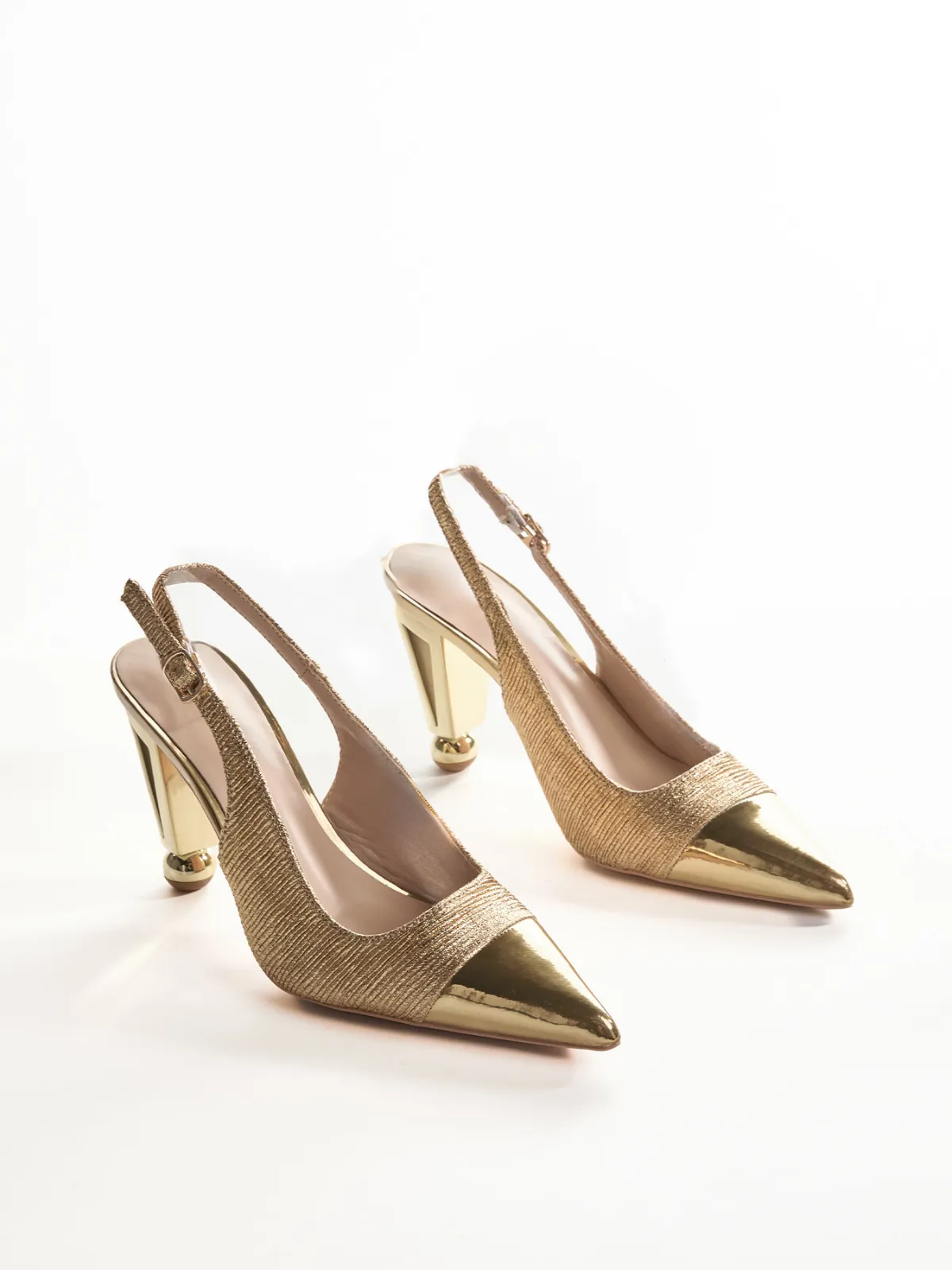 Loften Lustre Gold Heels sold by Mew Mews