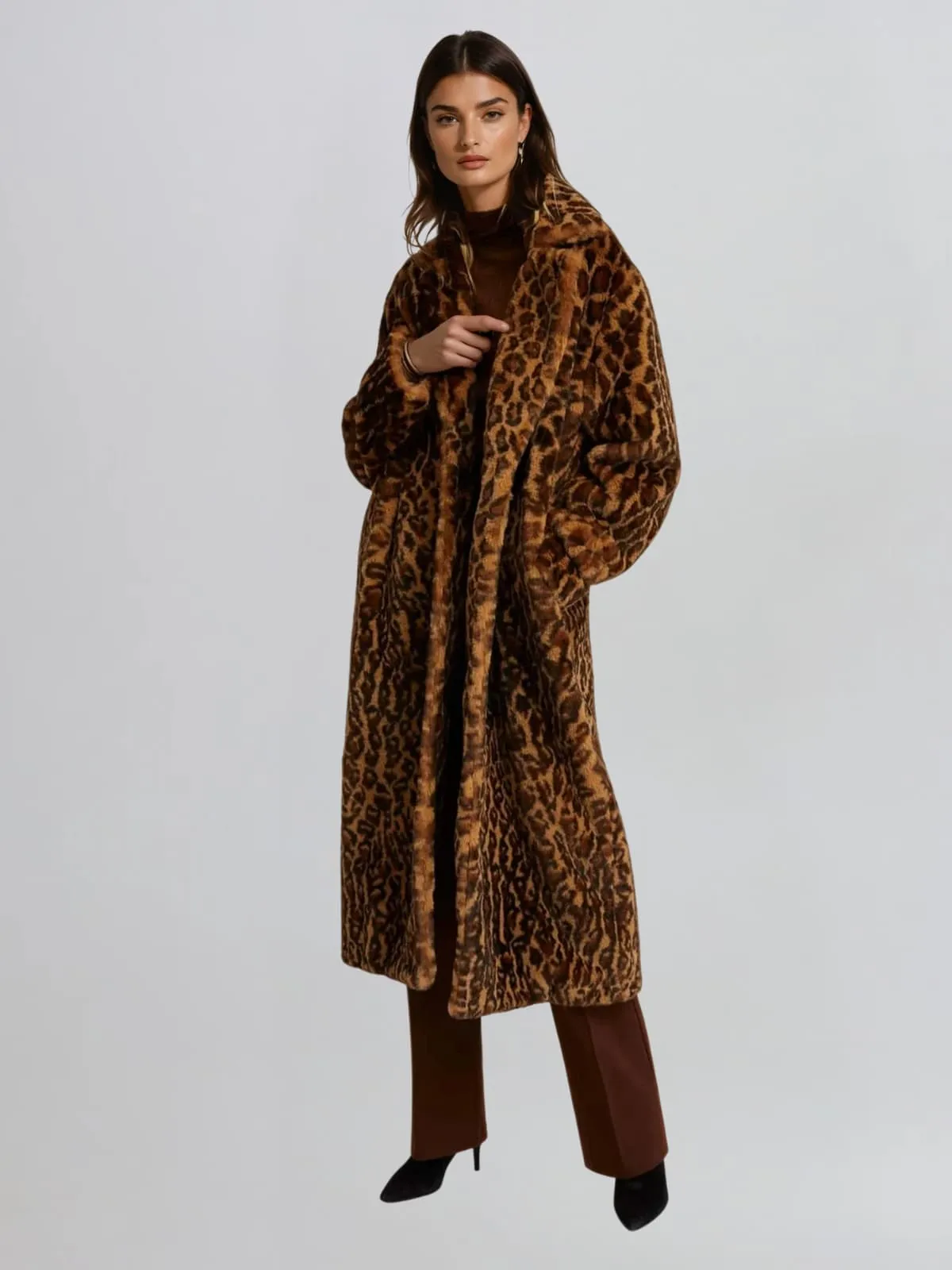 Lotan Leopard Faux Fur Coat sold by Mew Mews product image thumbnail 2