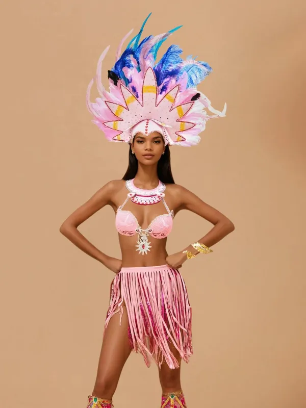 Wyvorn Fringe Rhinestone Skirt Set In Pink sold by Mew Mews