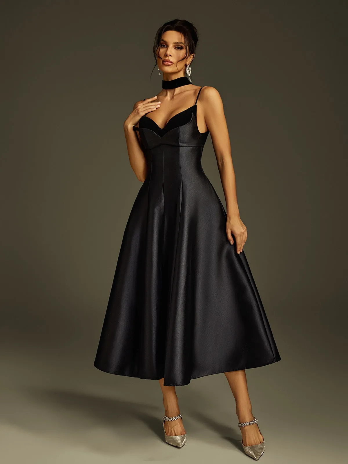Lizina Spaghetti Satin Midi Dress sold by Mew Mews product image thumbnail 5